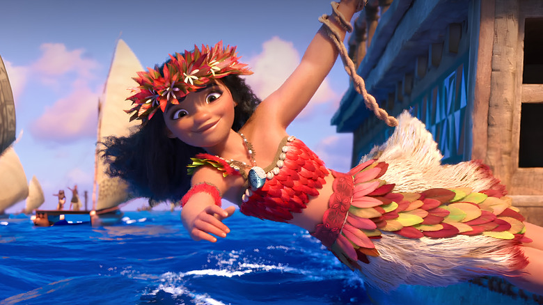 Moana reaches for the waves