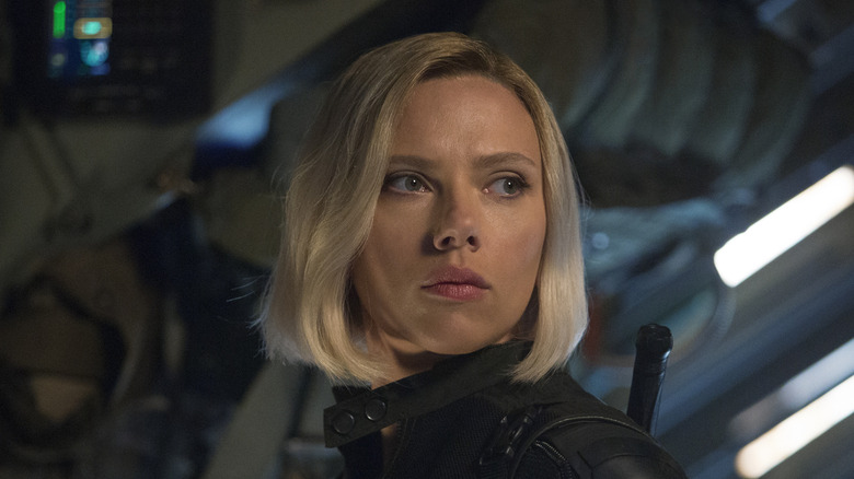 Black Widow looking to the side in Avengers: Endgame