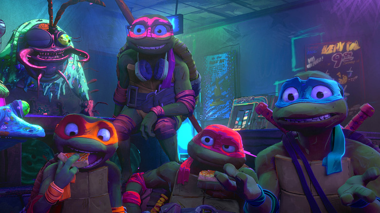 The Ninja Turtles eating pizza