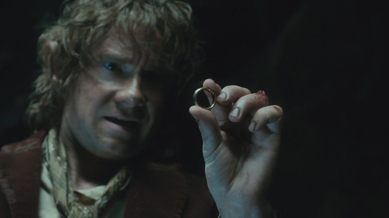 Bilbo holding the One Ring in "The Hobbit: An Unexpected Journey"
