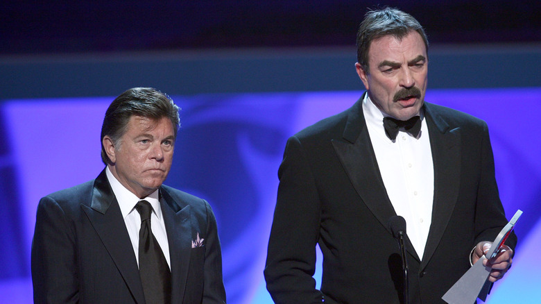 Tom Selleck and Larry Manetti talking
