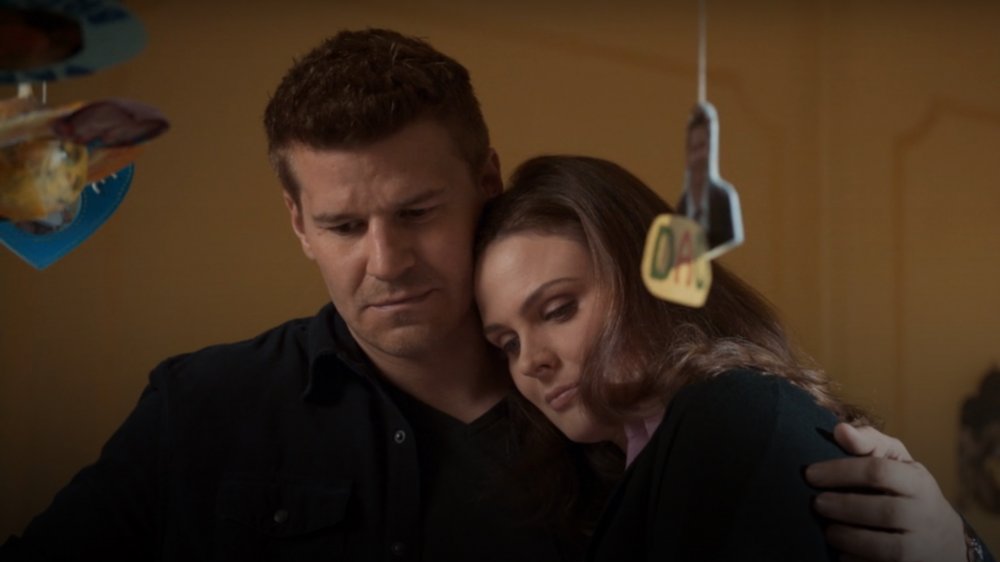 Emily Deschanel and David Boreanaz as Temperance Brennan and Seeley Booth on Bones