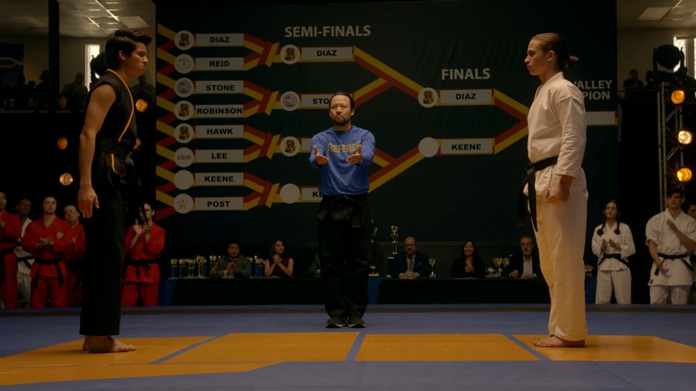 Xolo Maridueña and Tanner Buchanan in Cobra Kai