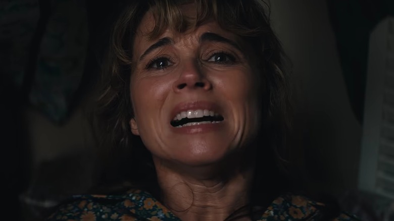 Pamela Voorhees looking anguished on Crystal Lake