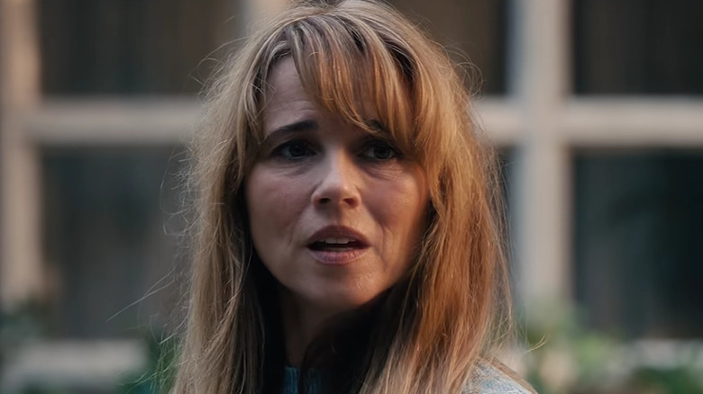Pamela Voorhees looking concerned on Crystal Lake
