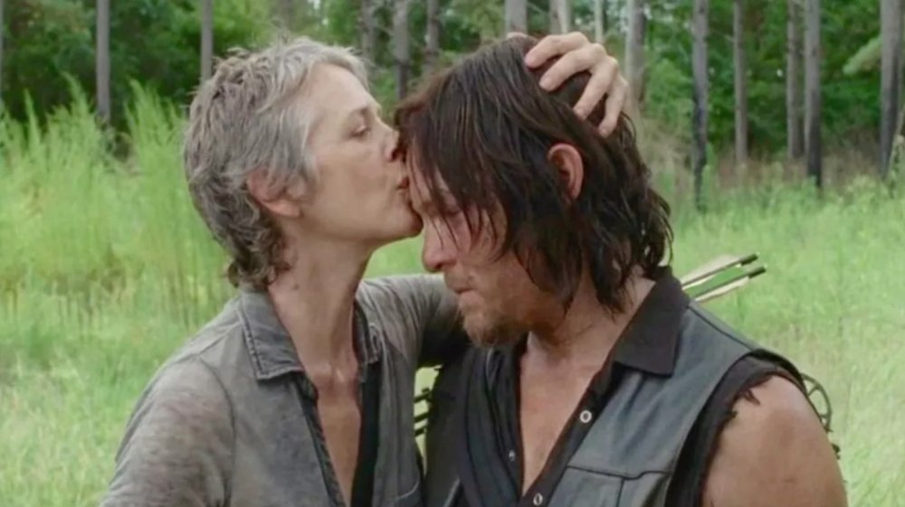 Daryl (Norman Reedus) and Carol (Melissa McBride) share a quiet moment on The Walking Dead