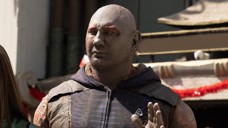 Dave Bautista as Drax waving