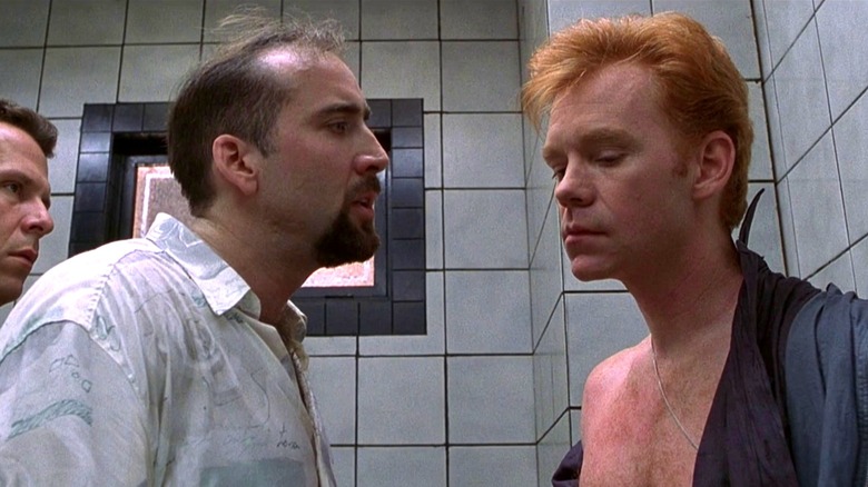 David Caruso threatened by Nicolas Cage in "Kiss of Death"