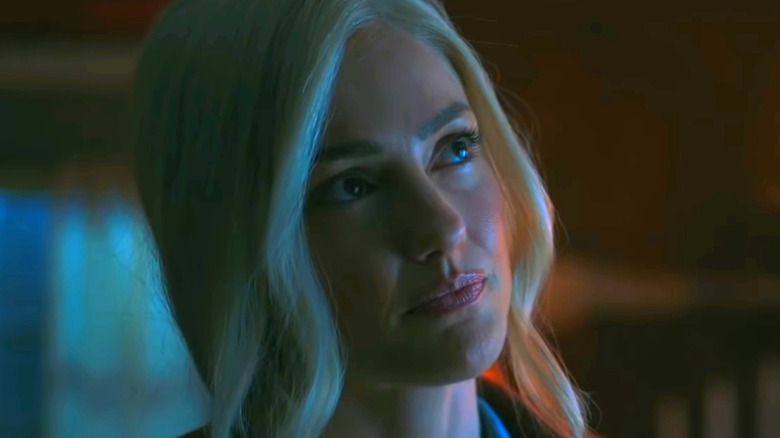 Dawn Granger stares sternly at Hank Hall