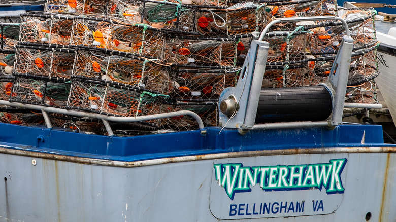 stacks of crab pots