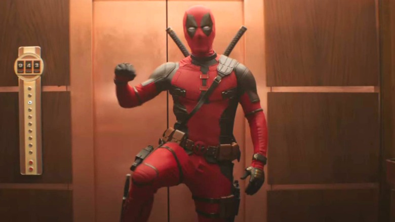 Deadpool in an elevator