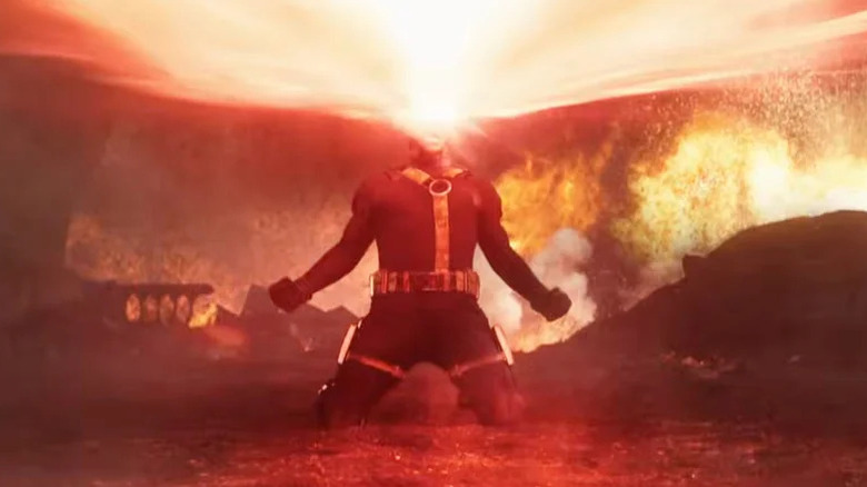 Cyclops firing an optic blast on his knees in "Avengers: Doomsday" (2026)