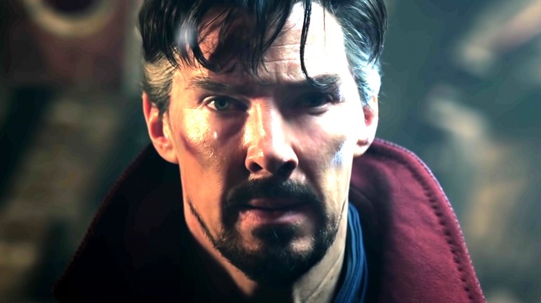 Benedict Cumberbatch sweating in Doctor Strange in the Multiverse of Madness