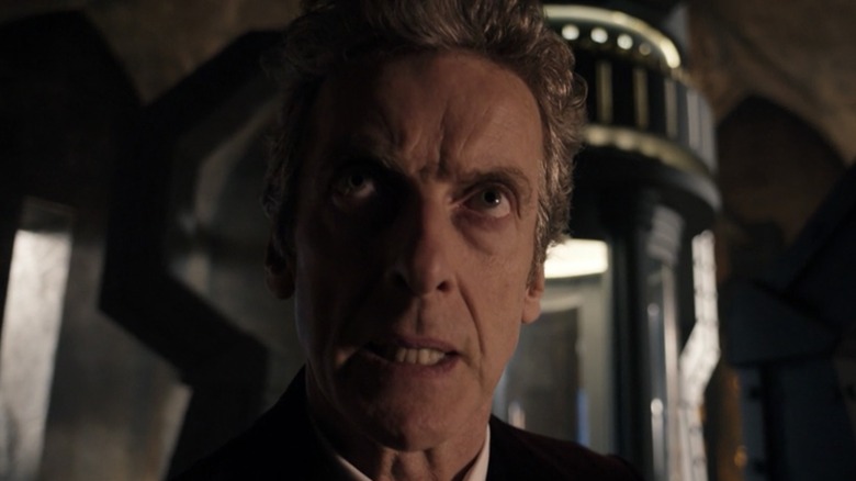 Peter Capaldi scowling as Doctor Who