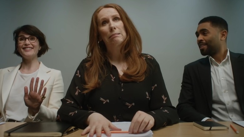 Three casting panelists react to a candidate's answer