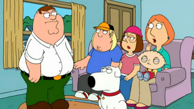 Griffin family in living room