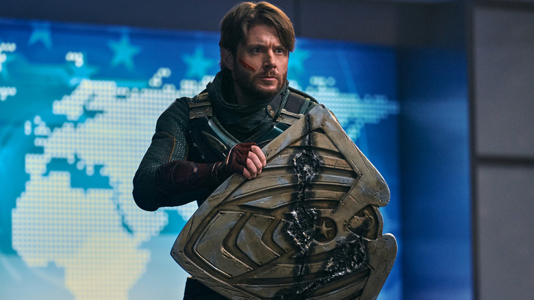 Soldier Boy holds shield