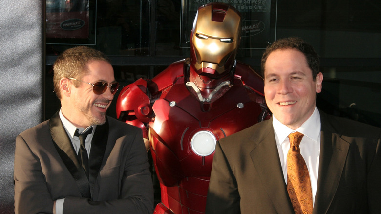 Robert Downey Jr. and Jon Favreau smiling