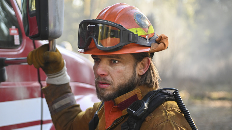 Bode Donovan wearing firefighter uniform