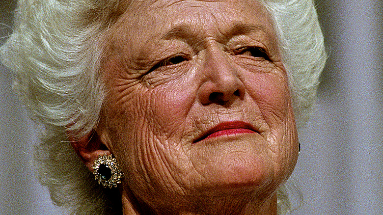 Barbara Bush addressing a room