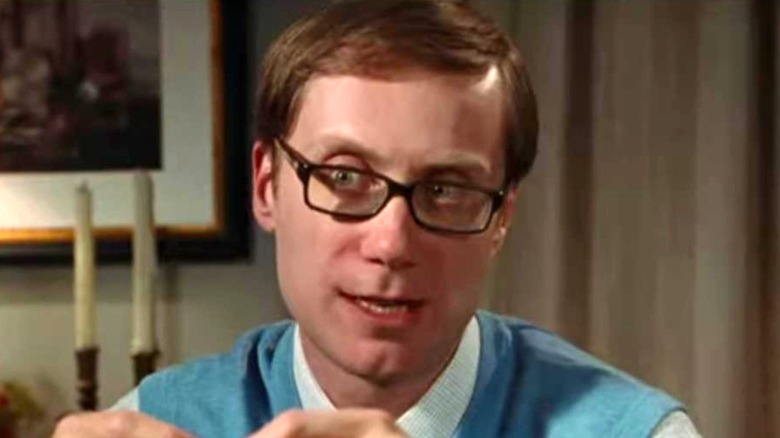 Stephen Merchant wearing blue sweater vest