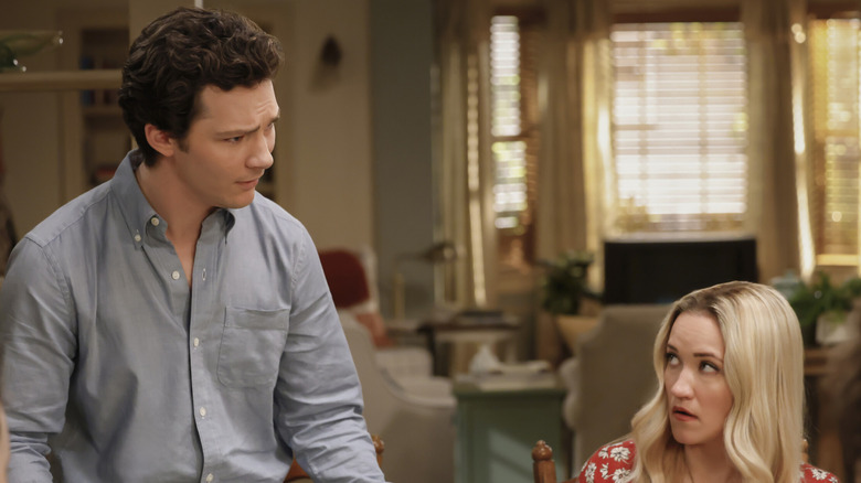 Georgie and Mandy look worried in "Georgie and Mandy's first Marriage"