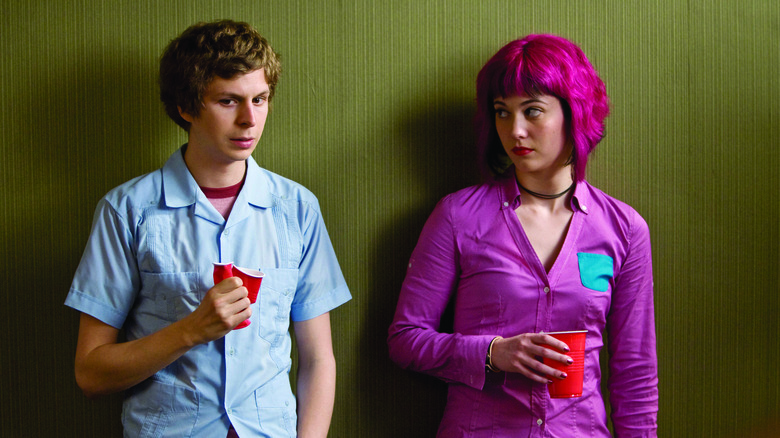 Scott Pilgrim chatting with Ramona Flowers in "Scott Pilgrim vs. The World" (2010)