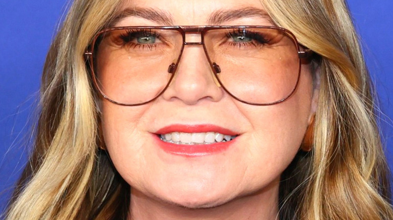 Ellen Pompeo in glasses smiling