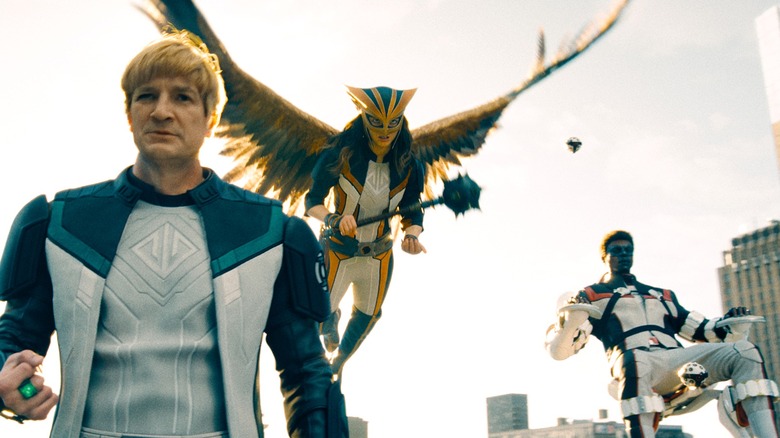 Green Lantern, Hawkgirl, and Mr. Terrific arriving on the scene (2025)
