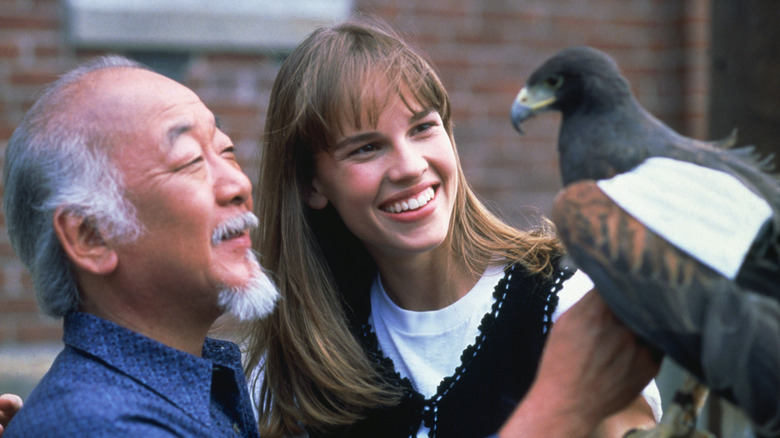Julie Pierce and Mr. Miyagi looking at bird