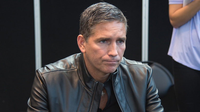 Jim Caviezel pursing lips