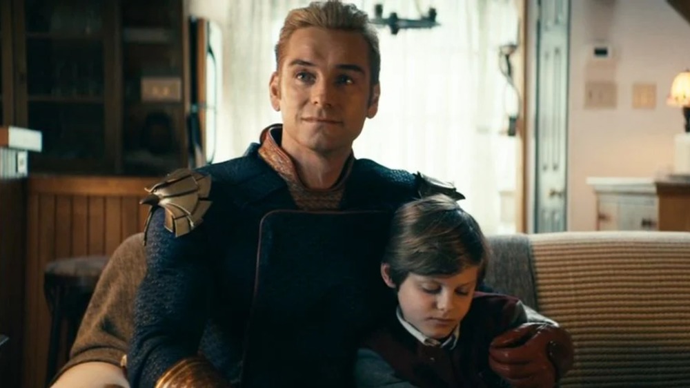 Homelander (Antony Starr) hugs Ryan (Cameron Crovetti) on The Boys