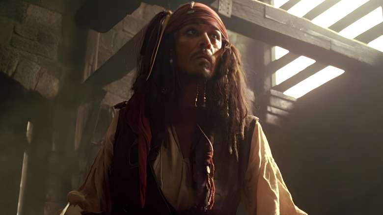 Jack Sparrow looking up worried