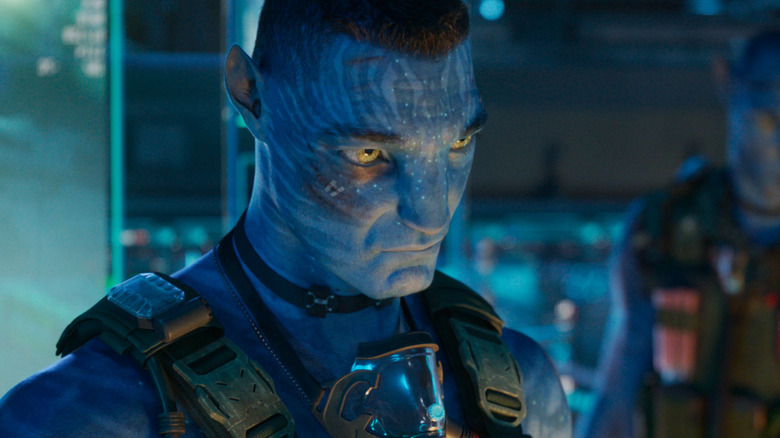 Quaritch looking serious in Avatar: Fire and Ash (2025)