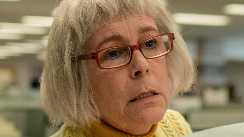 Jamie Lee Curtis looking stern