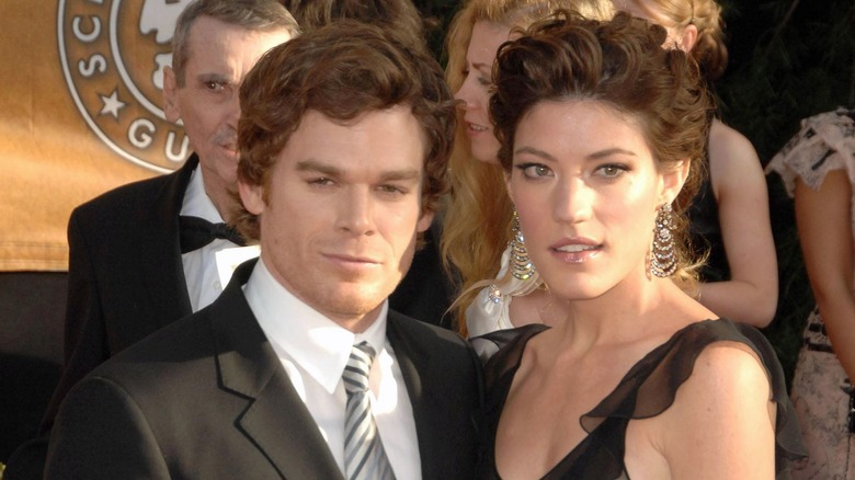 Michael C. Hall Jennifer Carpenter posing for camera