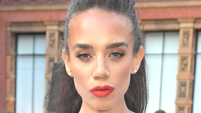 Hannah John-Kamen red lipstick