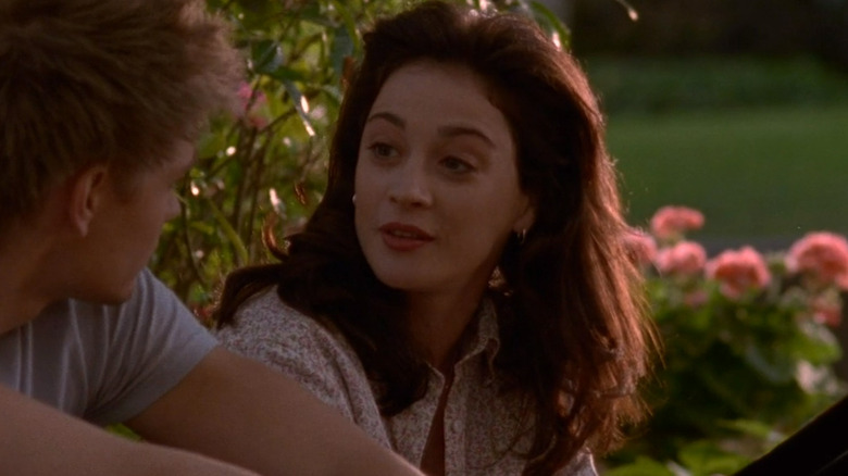 Karen Roe talking to her son