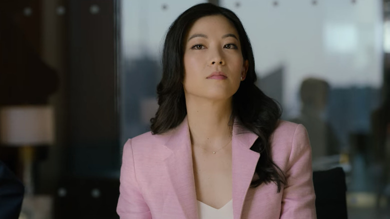 Arden Cho in Partner Track, glaring at somebody