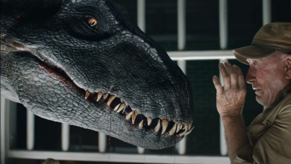 Ted Levine and the Indoraptor in Jurassic World: Fallen Kingdom