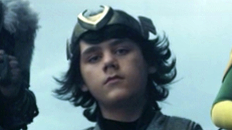 Kid Loki wearing helmet