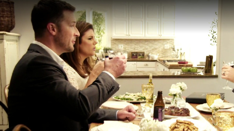 Brady Smith and Tiffani-Amber Thiessen cooking