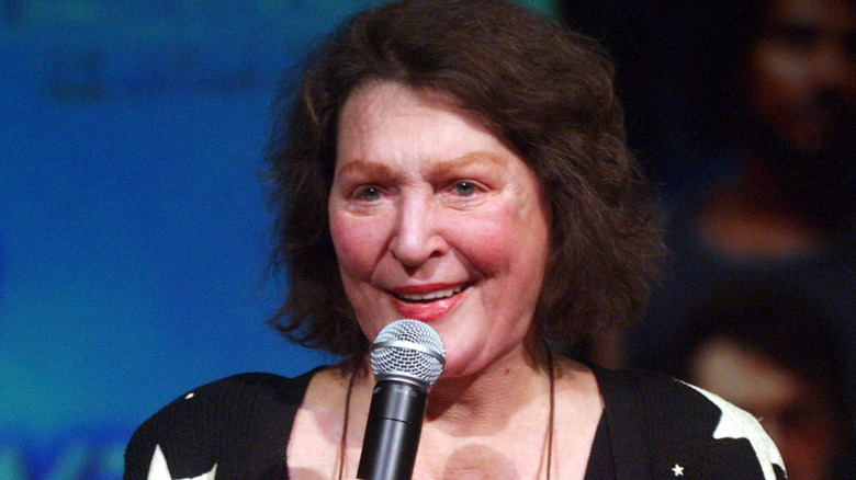 Majel Barrett on microphone