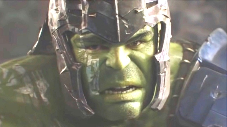 The Hulk wearing armor in Thor: Ragnarok