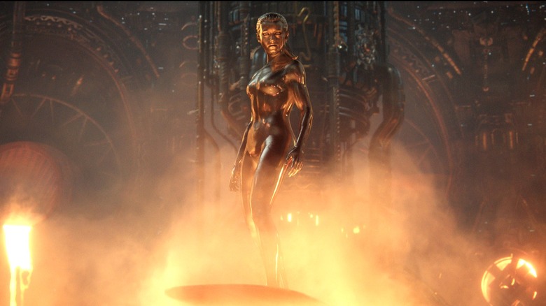 Silver Surfer emerging from lava in The Fantastic Four: First Steps (2025)