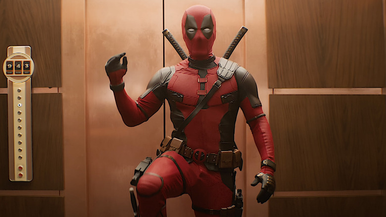 Deadpool in elevator 