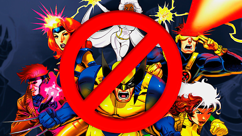 X-Men behind not allowed symbol