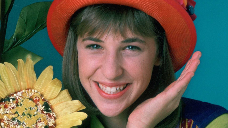 Mayim Bialik posing for a Blossom promo shot