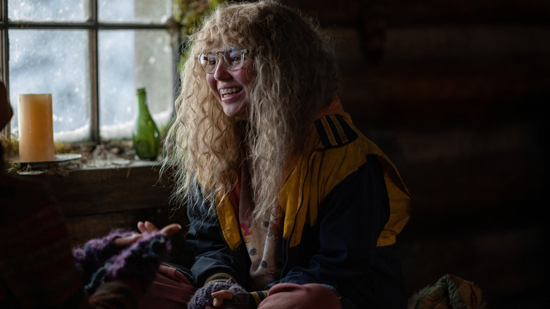 Misty laughing in the cabin