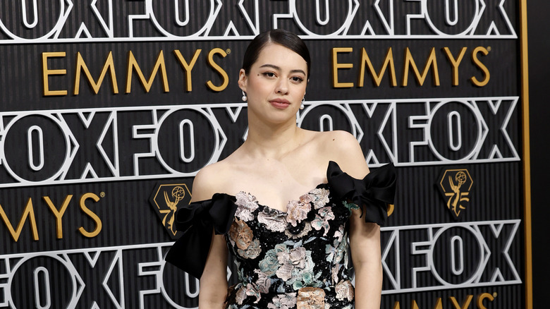 Amber Midthunder wearing flower dress